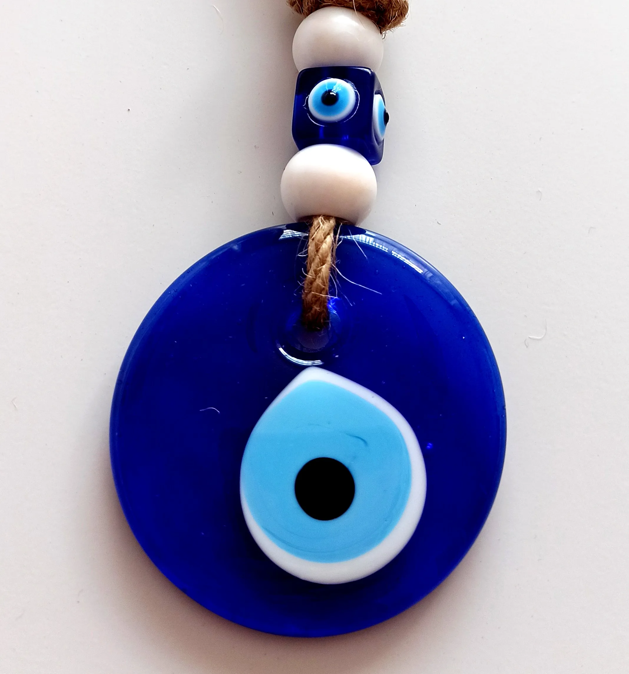 Classic Blue Glass Evil Eye Bead 7 Centimeter Diameter Charm Wall Ornament