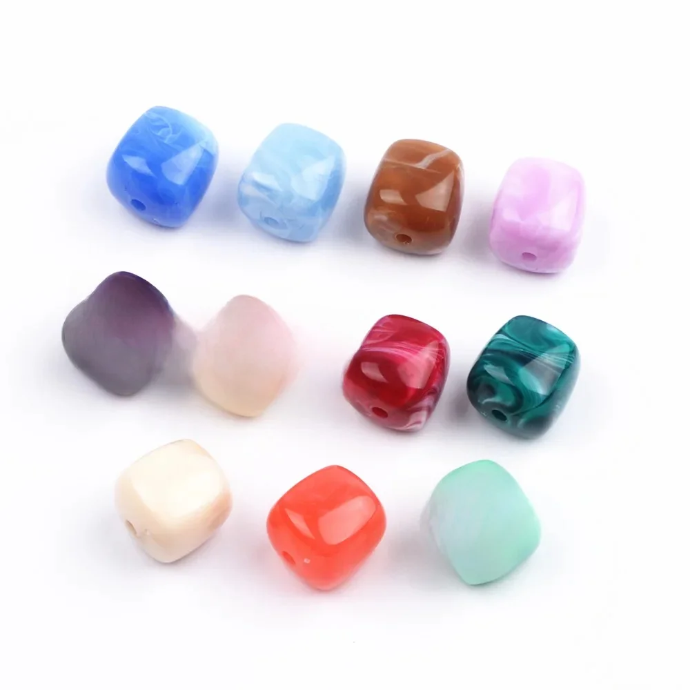 Perles acryliques perforées carrées 16x17mm, 10 pièces, pour la fabrication de colliers, bracelets, accessoires pour vêtements, matériaux