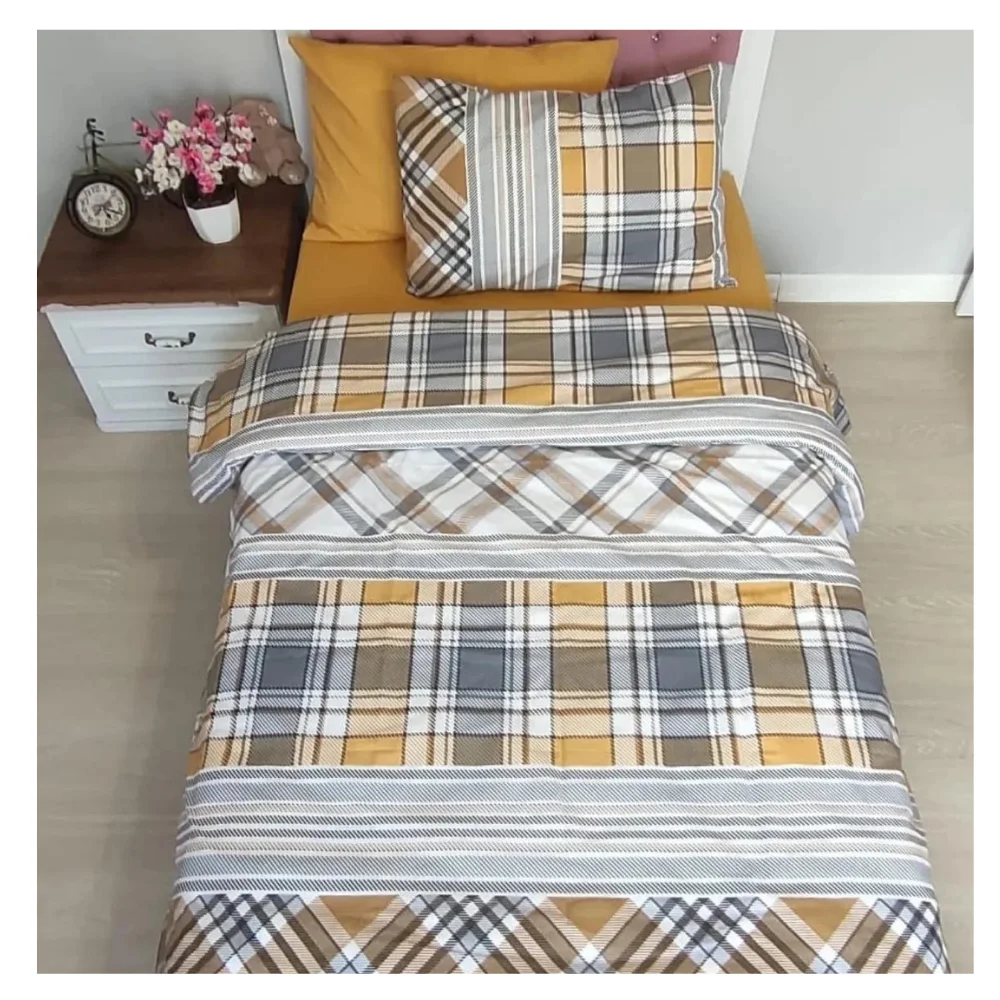 

Wheel Covered Single Bedding Set Plaid Mustard Plaid Teenager Room Bed Duvet Cover Dowry Quilted Blanket