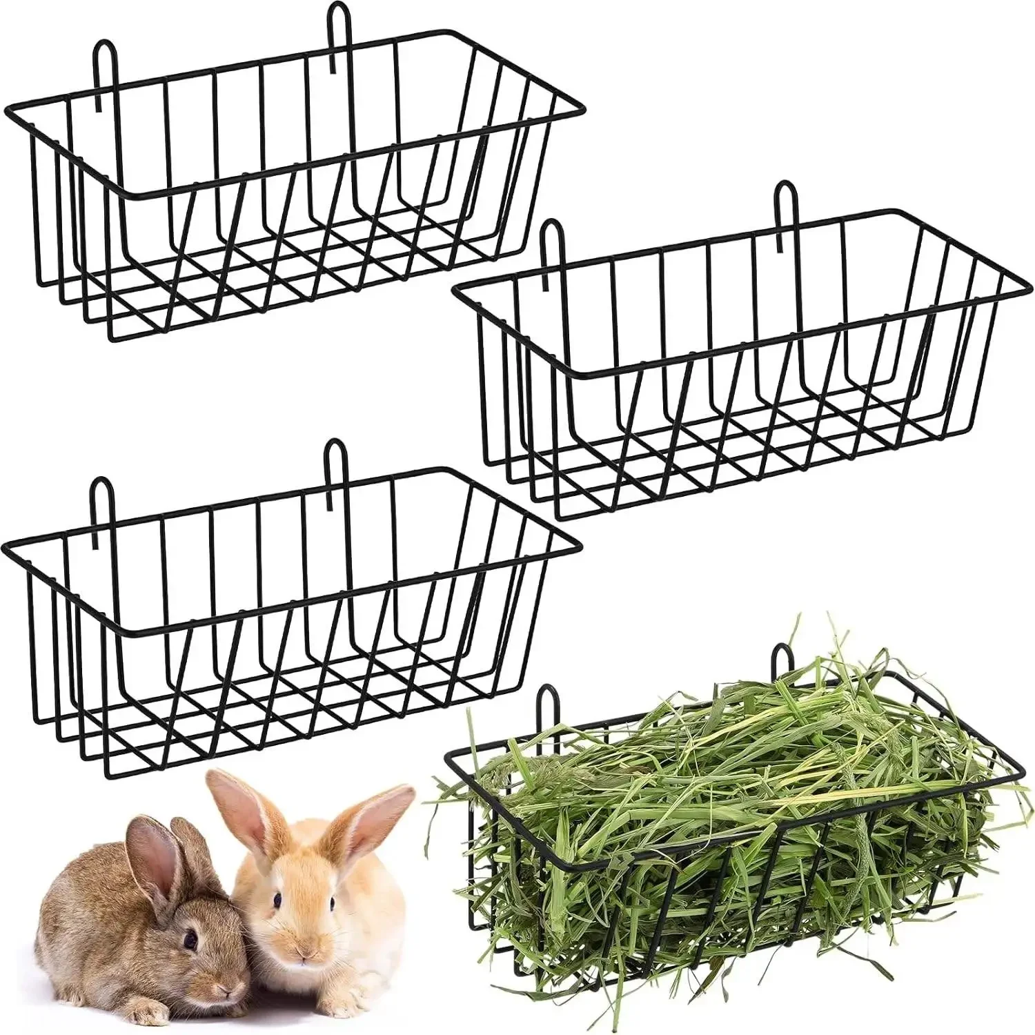 1 Stuks Konijn Hooi Feeder Zware Metalen Konijn Hooi Rek Met Haken Kooi Opknoping Hooi Houder Voor Konijnen Chinchilla Bunny guinea - afbeelding 2