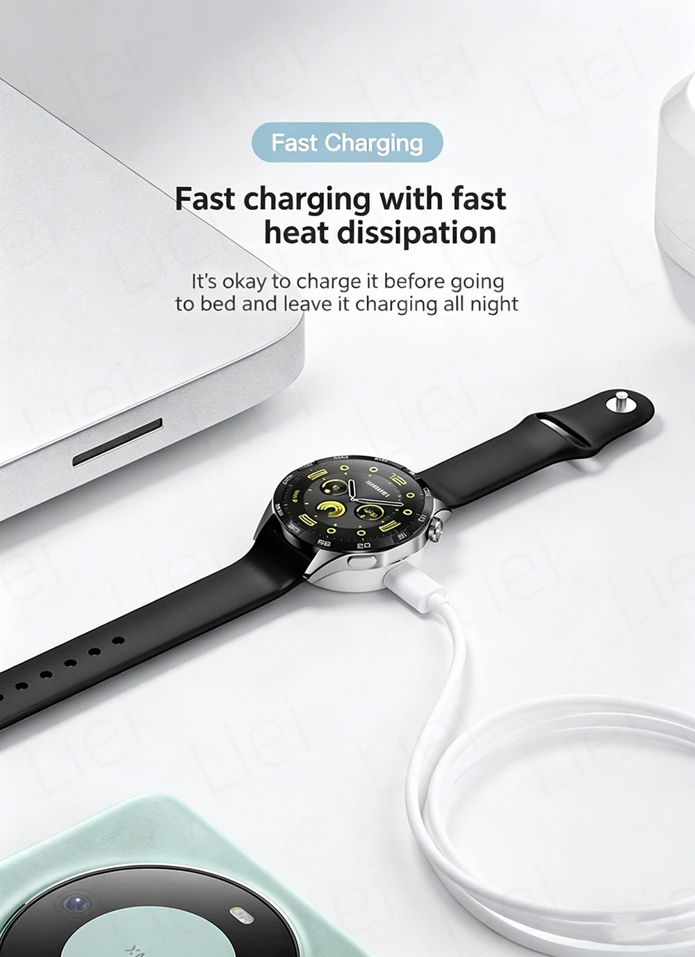  Magnetisches Ladegerät für Huawei Watch, kompatibel mit Huawei GT6, GT5, GT4, GT3 Pro, Cyber Runner, GT 2022, Watch 5, 4, 3 Ultimate und Buds. – Detail 6