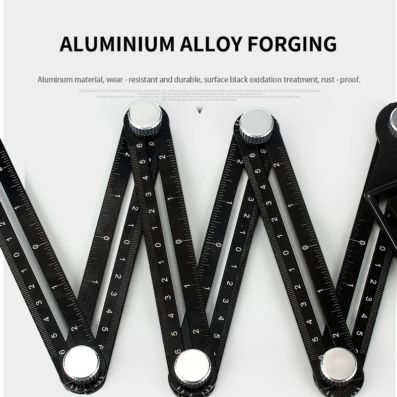 Multi-function Aluminum Alloy Six Fold Rule Tile Opening Hole Locator Woodworking Universal Multi-fold Ruler woodworking tools