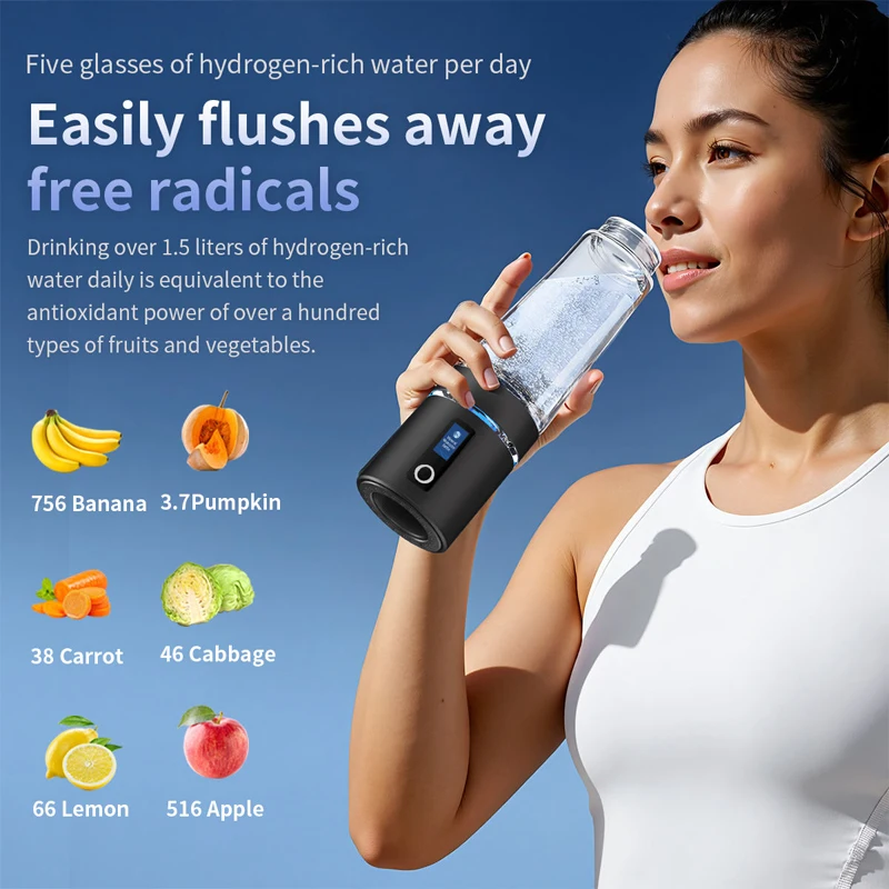 SPE PEM Hydrogen Water Maker Home Health Intelligent Portable 3000PPB Hydrogen Water Generator H2 Rich Hydrogen Water Bottle