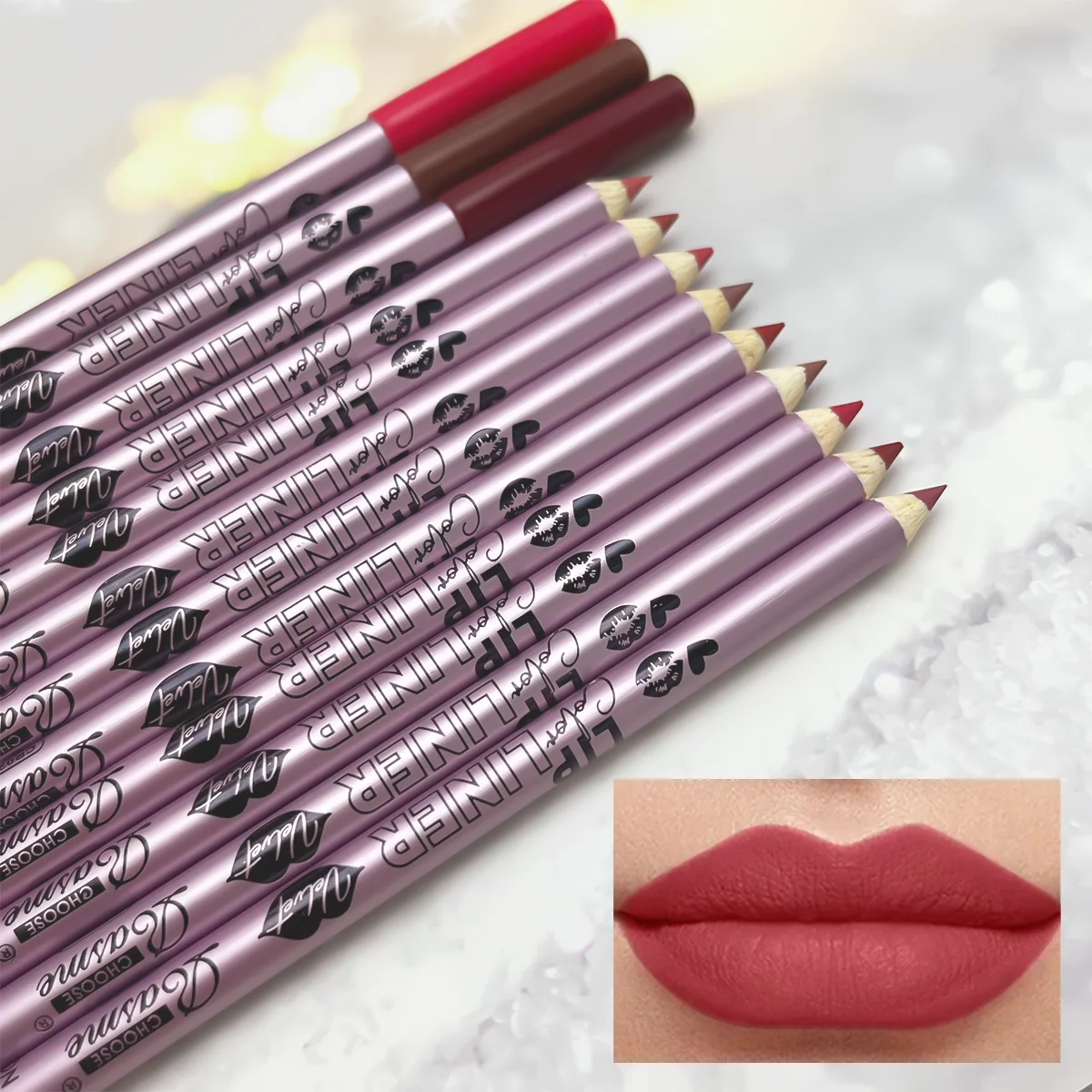 12pc Matte Lip Liners Set, 12 Assorted Colors, Gift Set, Long-Lasting & Non-Smudging,