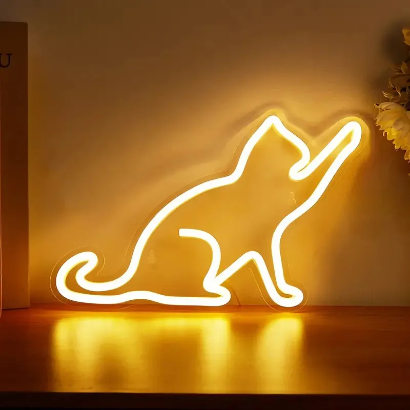 

LED Neon Sign Cat-shaped Night Lights, Cat Neon Sign Room Wall Decor, 5V USB Power Supply Neon Lamp For Home Bedroom Dorm Party