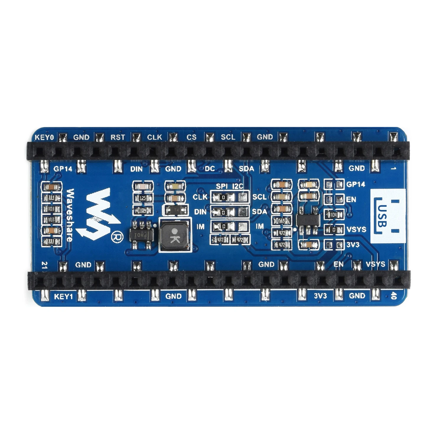 1,3-calowy wyświetlacz OLED dla RPI Raspberry Pi Pico 2 W Rozszerzenie HAT RP2040 RP2350 Karta rozszerzeń