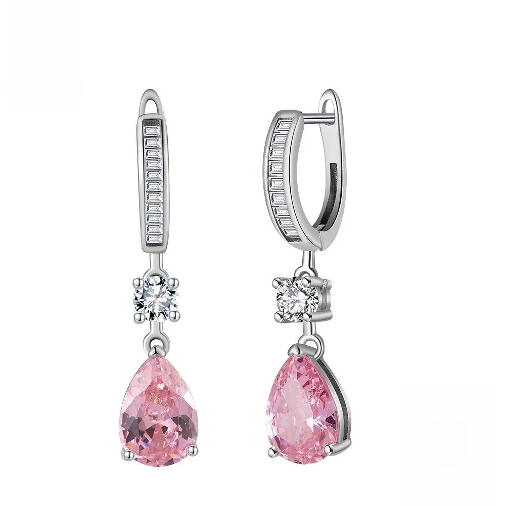 ORSA JEWELS Oryginalne kolczyki ze srebra próby 925, 5A, przezroczyste, różowe kolczyki CZ z rodowanymi kolczykami dla kobiet Biżuteria LZE33 — zdjęcie 2