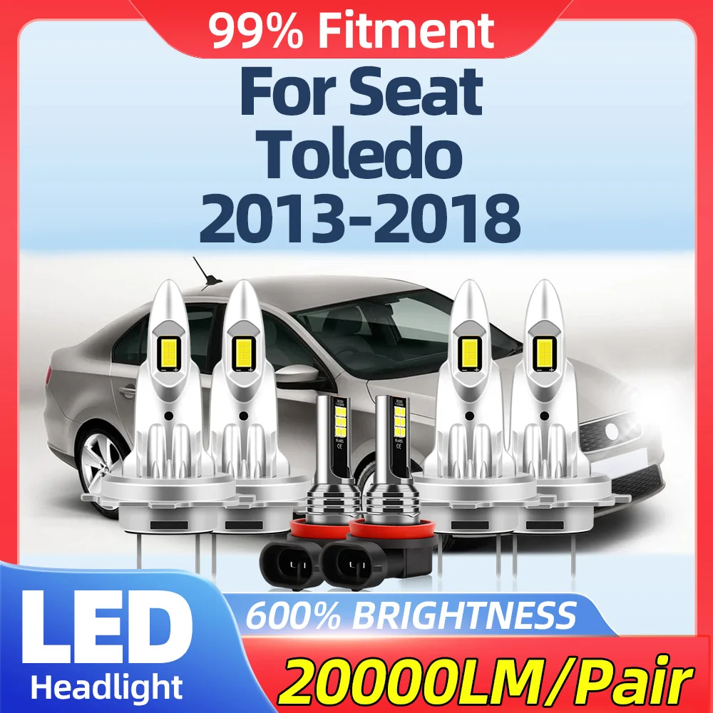 

360W Car Lights 60000LM Canbus LED Headlight Bulbs 6000K White 12V Fog Lamps For Seat Toledo 2013 2014 2015 2016 2017 2018