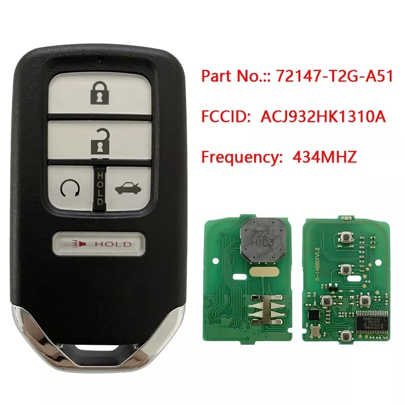 CN003147 434MHZ 47 Chip dla 2016 - 2017 Honda Accord klucz zdalny zbliżeniowy 727-t2g-a51 ACJ932HK1310A