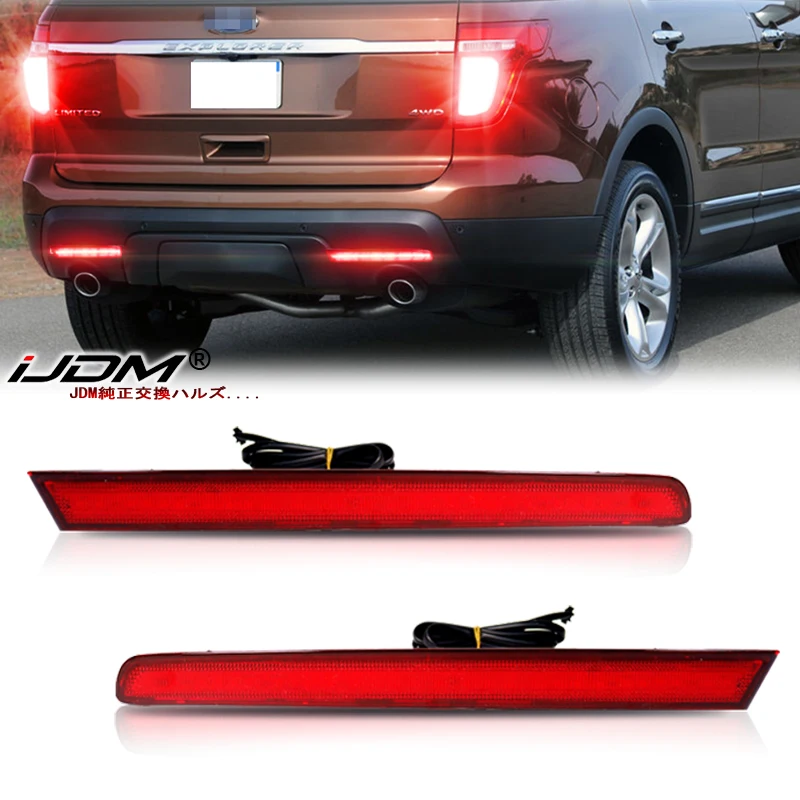 

iJDM Car Rear Fog Lamps Red LED Bumper Reflector Lights With For 2011-2015 Ford Explorer Function as Tail or Rear Fog Lamps 12V