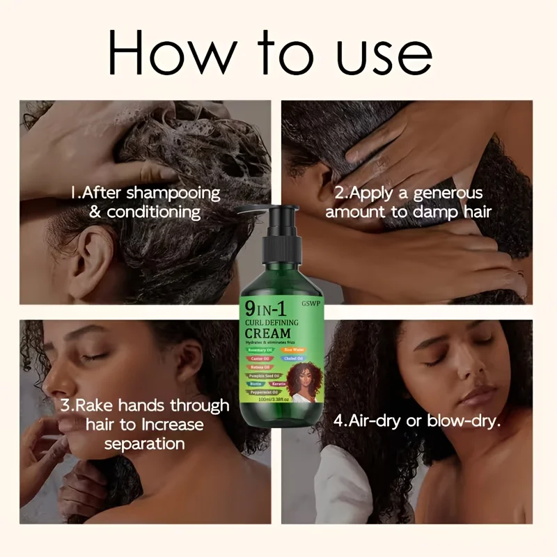 GSWP 9-in-1 Curling and Styling Cream: Moisturizes and Nourishes, Provides Long-Lasting Hold, Effectively Controls Frizz.100g view 6