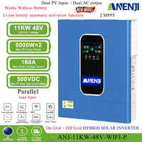 11KW Parallel Hybrid Solar Inverter 48V 4.2KW 24V 230V Off Grid Tie Pure Sine MPPT Inverter 160A 100A Solar Charger PV 500V WiFi