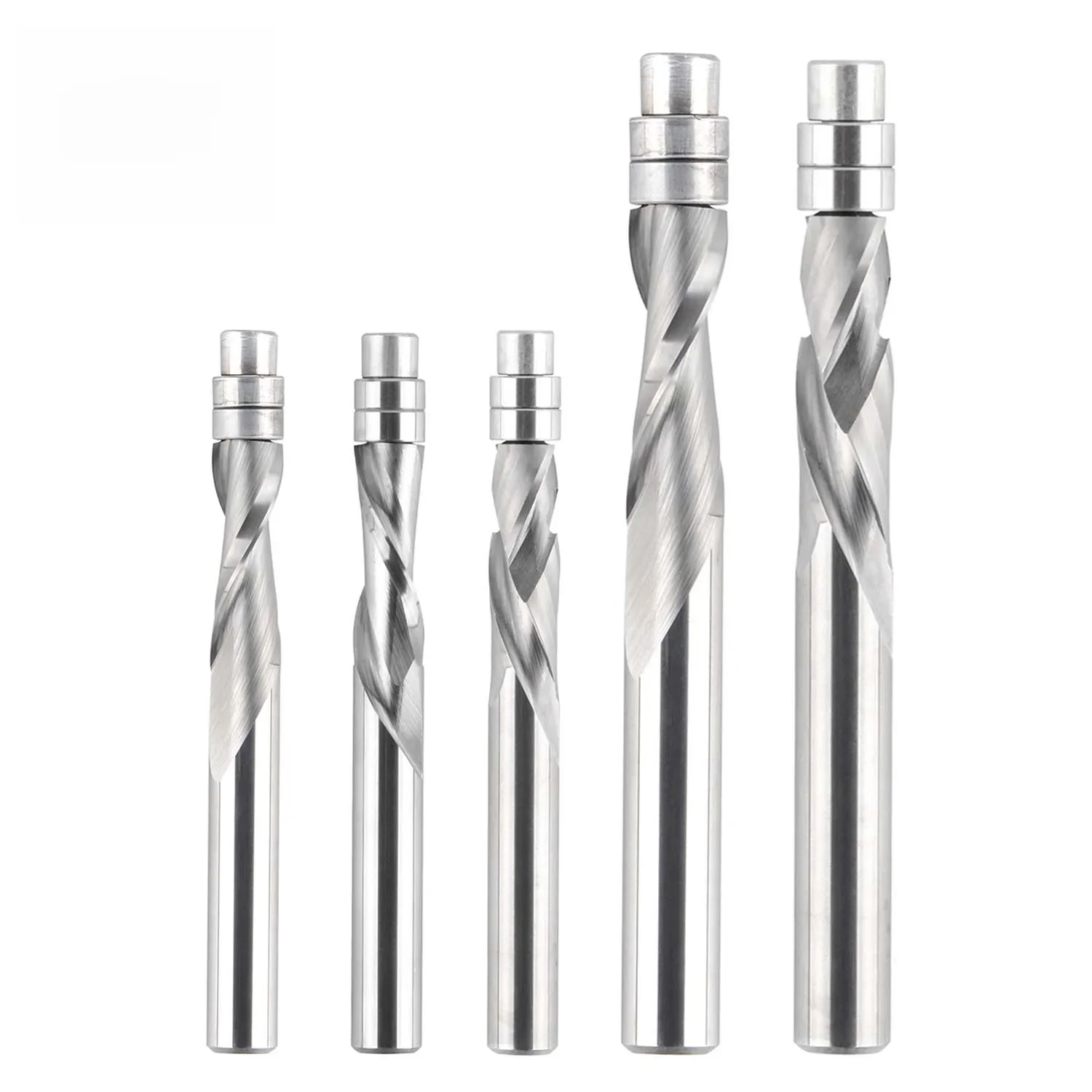 Dreanique-Carboneto sólido Bearing End Mill, 2 flautas, Flush Trim Router Bits, Carpintaria Fresas,