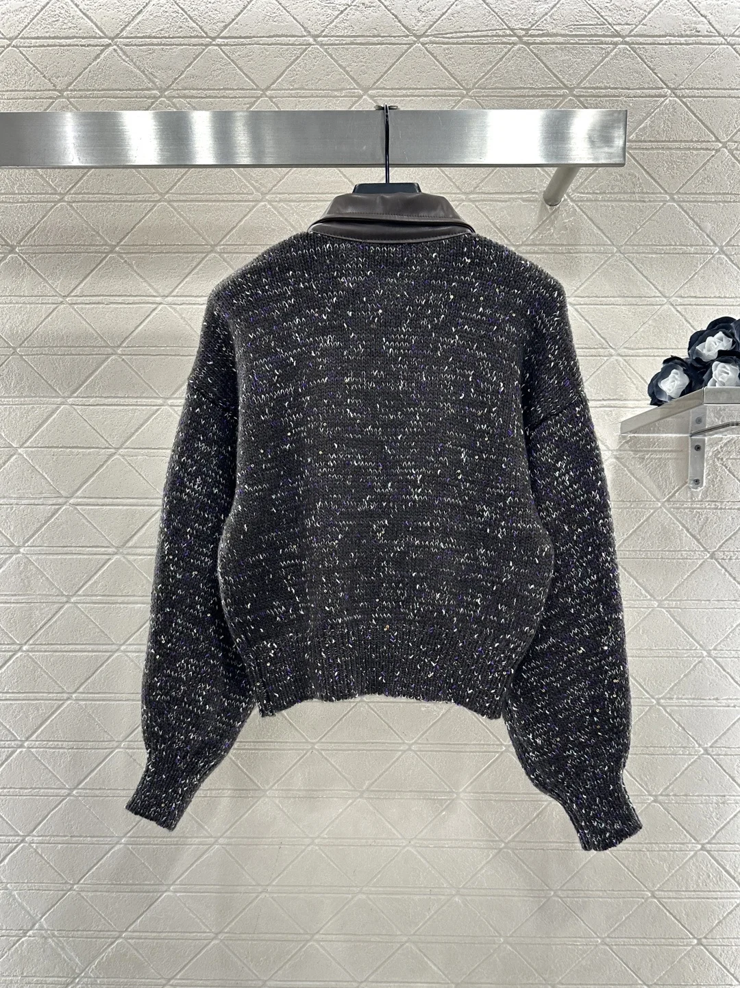 

25 Autumn/Winter New Women's High end Fashionable Collar Knitted Long Sleeve Versatile Zipper Sweater