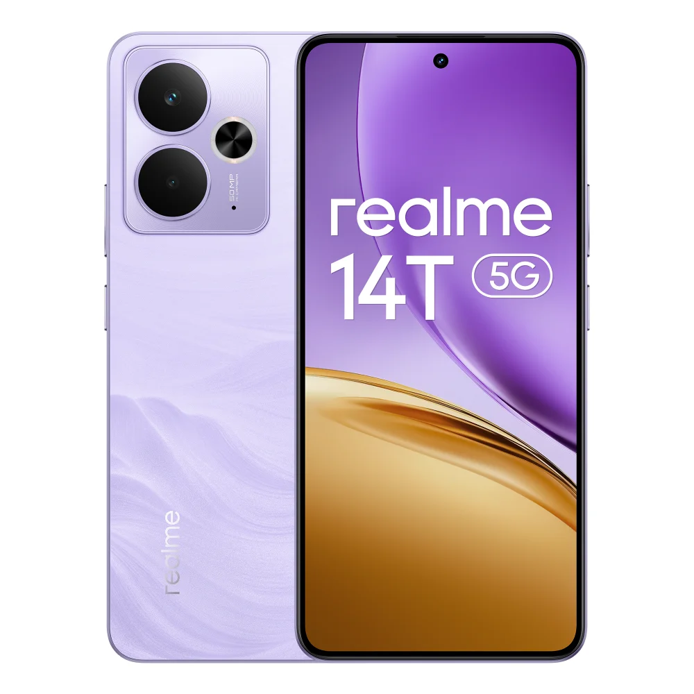 Realme 14T 8+256GB 5G Smartphone, Procesador octa-core Mediatek Dimensity 6300, Batería de 6.000 mAh, Pantalla AMOLED de 6.67 pulgadas 120Hz, Carga rápida de 45W, Cámara de 50 MP, Soporte NFC, IP68/IP69, Android 15 9