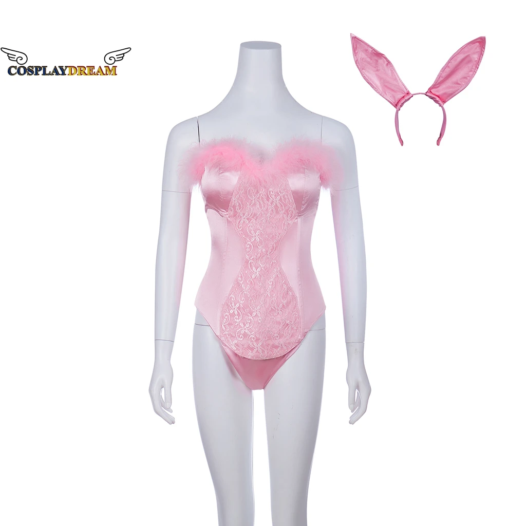 Elle woodland Bunny Costume body Anime ruolo Costume One Piece tuta orecchie Set tutina corsetto abito Sexy rosa Ladies Costum 3XL