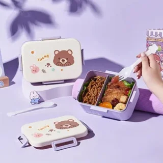 School Children's Lunch Marmiter with Dividing Spoon Handle Snack Lunch Bento