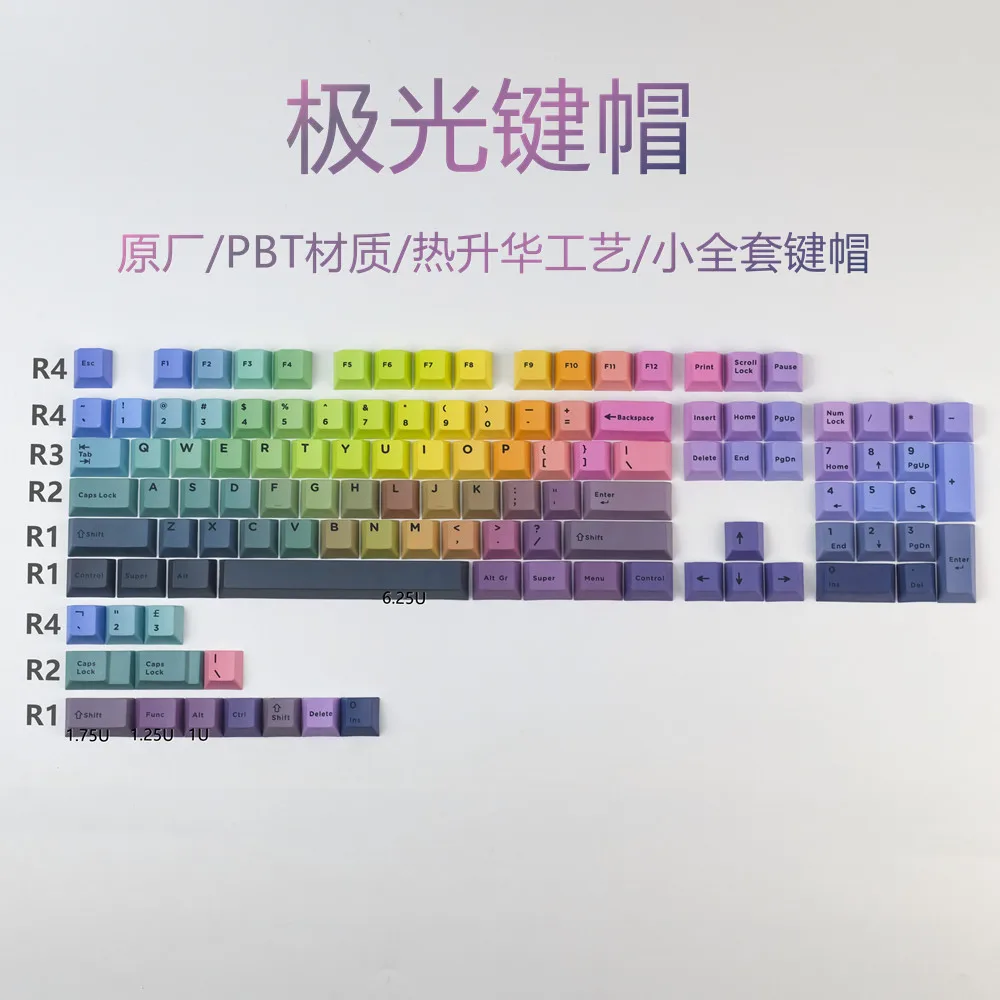 GMK aurora Keycaps, 117 Keys PBT Keycaps Cherry Profile DYE-SUB Personalized GMK Keycaps For Mechanical Keyboard