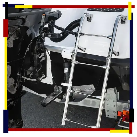 보트 사다리 금속 헤비 듀티 플랫폼 아래 슬라이드 마운트 보트 탑승 사다리 해양 사다리 스테인레스 스틸 스포츠 다이버 사다리