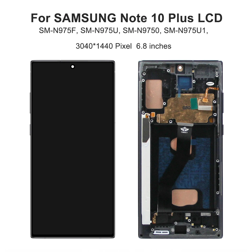 TFT Note 10 Plus Screen for Samsung Galaxy Note 10 Plus N975F N975F/DS Lcd Display Digital Touch Screen with Frame Replacement