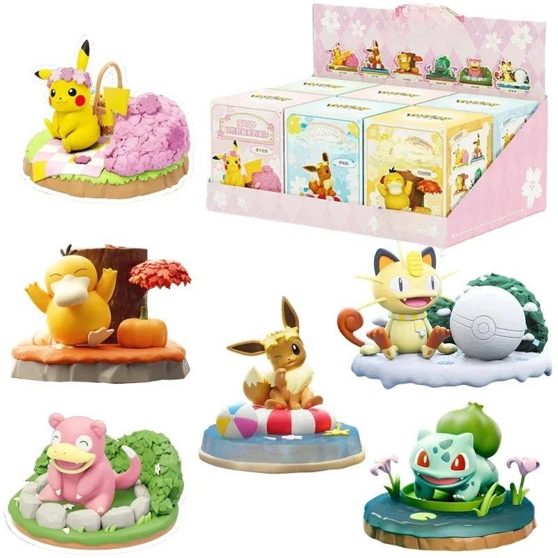 Figurine Pokemon naturelle du milieu sauvage, Pikachu Eevee Meowth Bulbasaur Psycanard, figurine d'action lente, jouet cadeau pour enfants