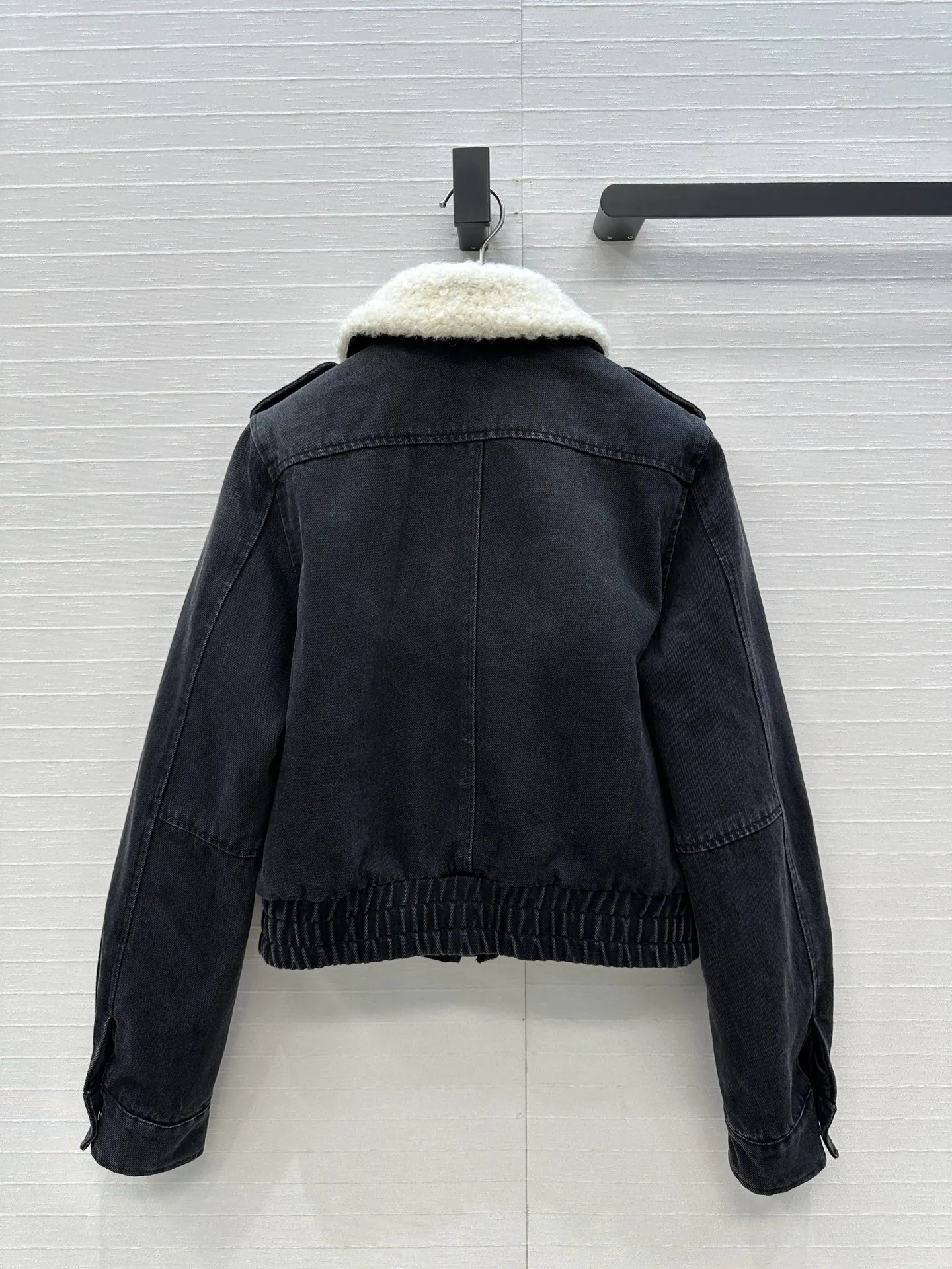 Kurtka jeansowa zimowa 2025, płaszcz bawełniany, łączona z wełną jagnięcą przy kołnierzyku, czysta bawełna, denim 540