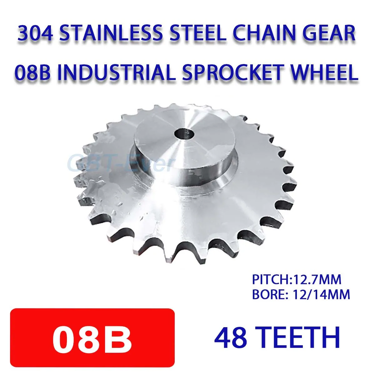 

1Pcs 08B Sprocket Chain Gear 48T Tooth 304 Stainless Steel Industrial Sprocket Wheel 48Teeth Motor Drive