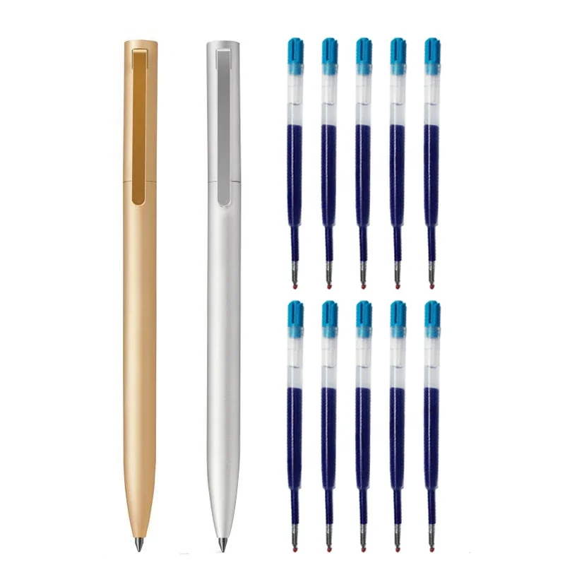 Stylo gel métallique avec recharge pour stylos à pointe métallique 0,5 mm, encre fluide, signature, écriture, bureau, affaires, stylos en alliage d'aluminium