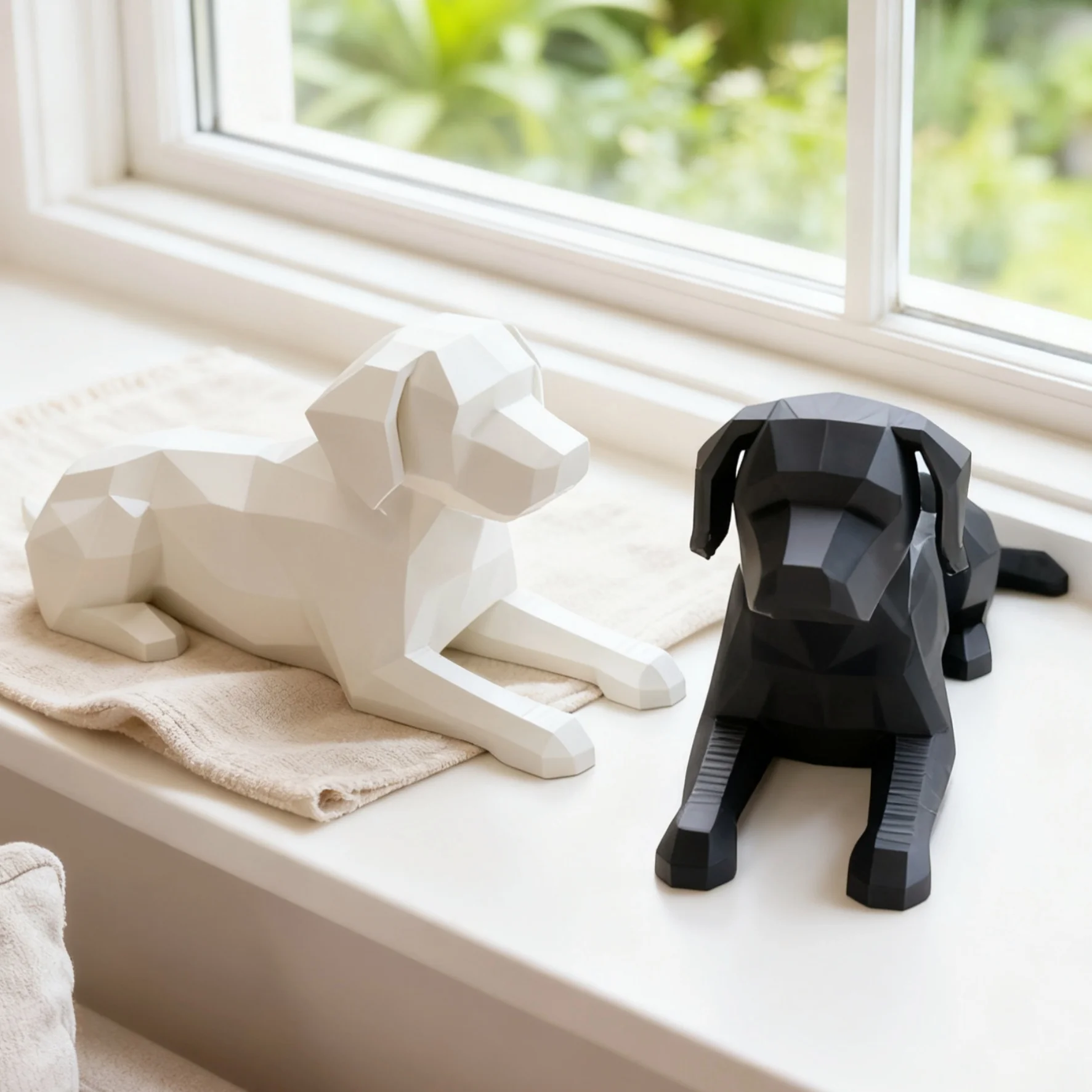 Figura de Labrador de Bajo Nivel de Detalle, Estatua de Perro Geométrica Moderna, Decoración Estética para el Hogar, Sala de Estar, Oficina, Dormitorio