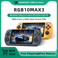 New POWKIDDY RGB10 MAX3 5.0 Inch 1280*720 Ips Screen Retro Video Handheld Game Console Open Source Linux Jelos Children's Gifts