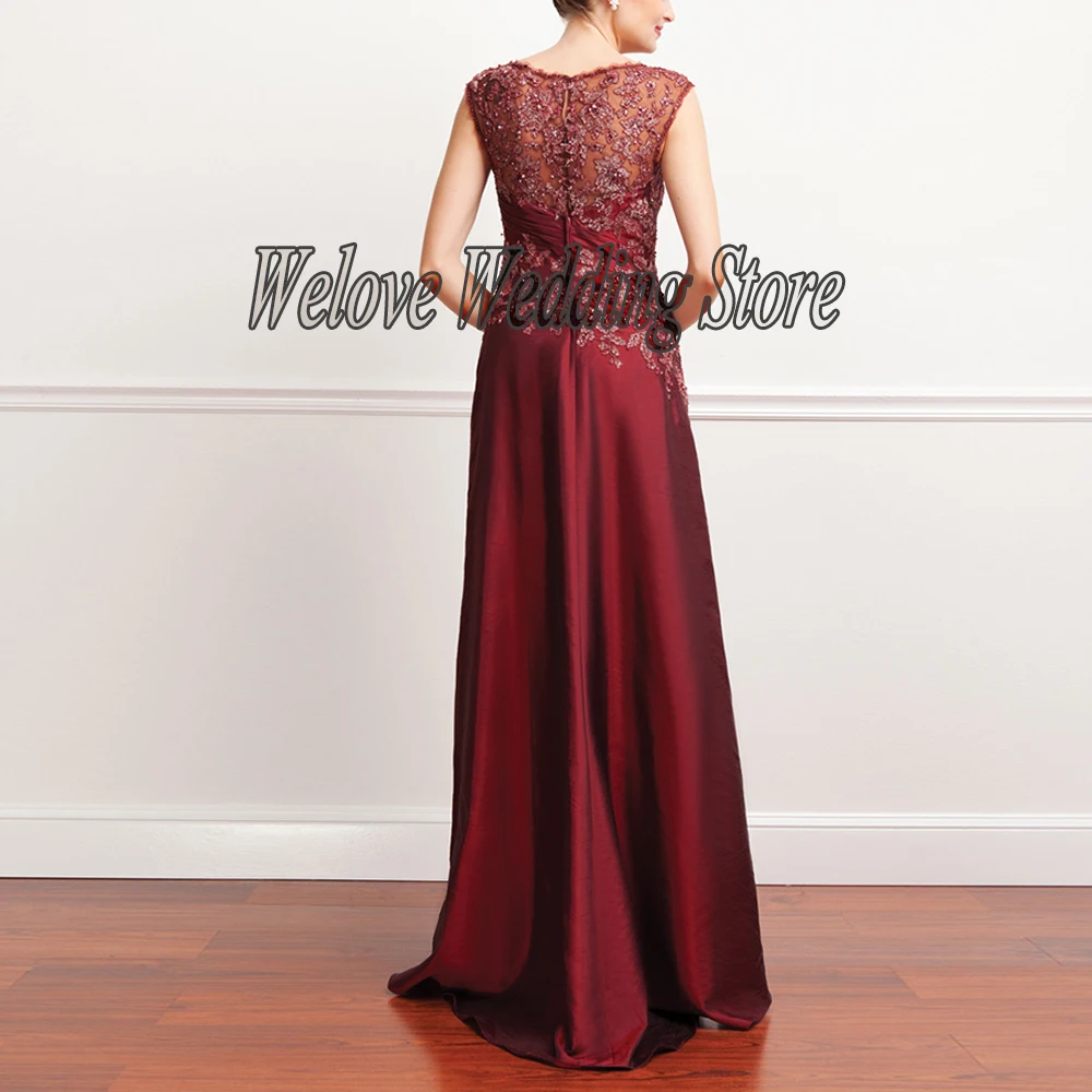 Mãe da noiva vestidos para casamentos elegante convidado festa até o chão vestido formal colher pescoço applique robe de mariee plus