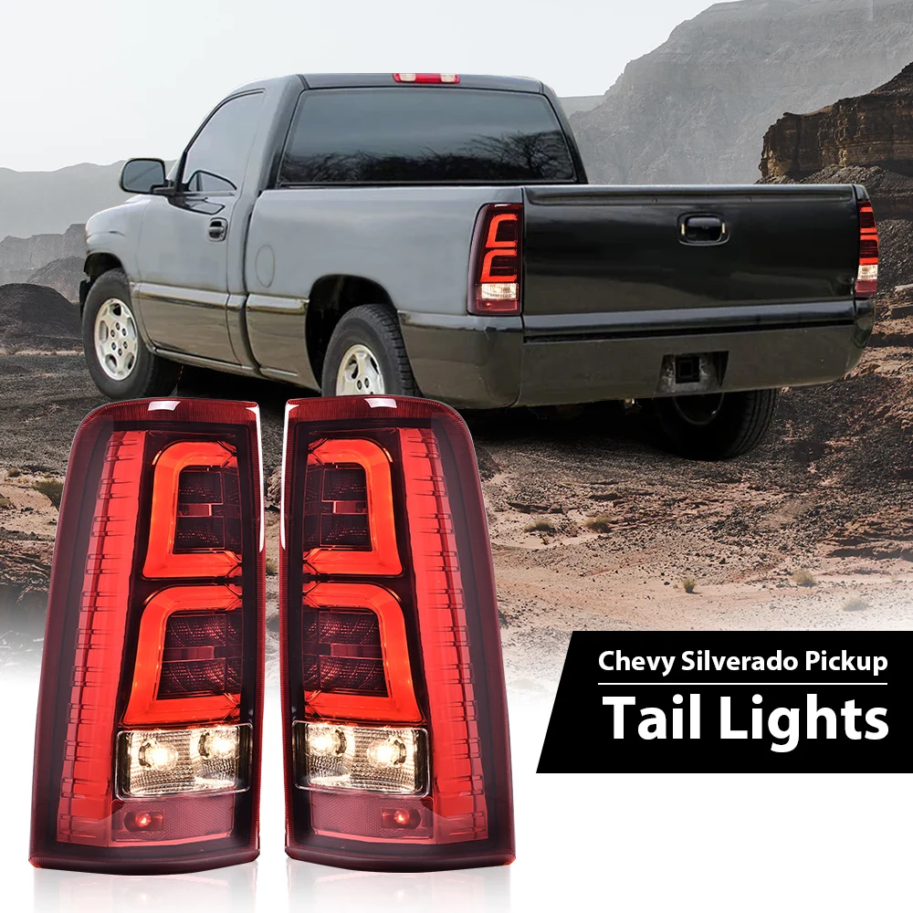 

Fit for 2003-2006 Chevy Silverado Pickup 1 Pair Led Red Clear Tail Lights Replacement Right & Left