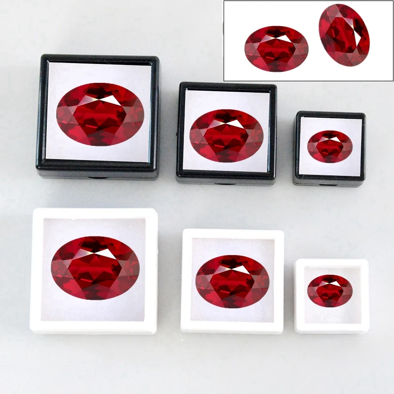 Preciosa piedra preciosa de rubí cultivado en laboratorio, pasa la prueba UV, corte ovalado, color rojo sangre de paloma, VVS1, para amuletos, fabricación de joyería DIY, dureza Mohs.