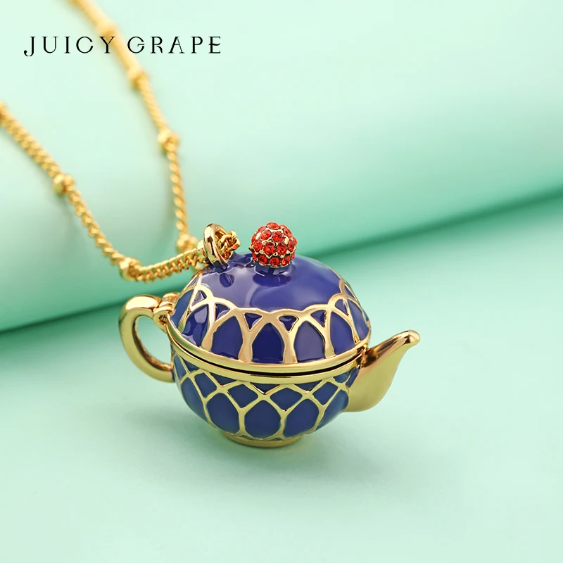 

Juicy Grape Fashion Accessories Enamel Craft Copper Plated with 18K Gold Teapot Pendant Teapot Necklace Women's Creative Jewelry