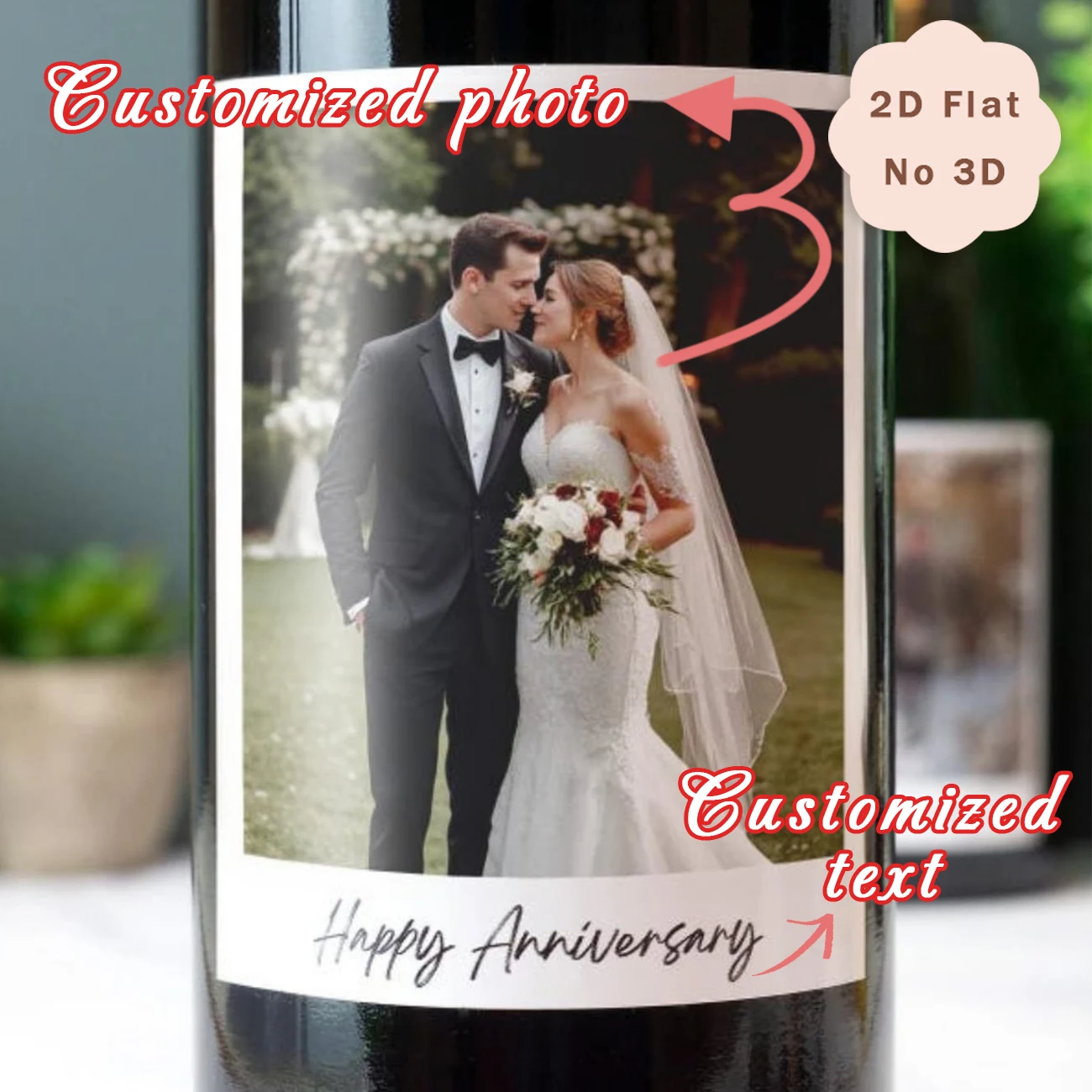 Custom Wedding Photo Bottle Labels, Personalized Anniversary Wine Stickers for Couple Gift & Party Decor
