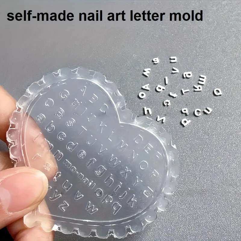 1pc Self-Made Nail Art Letter Mold, Carving Set with Uppercase And Lowercase Letters, Transparent Nail Shaping Soft Mold Set for