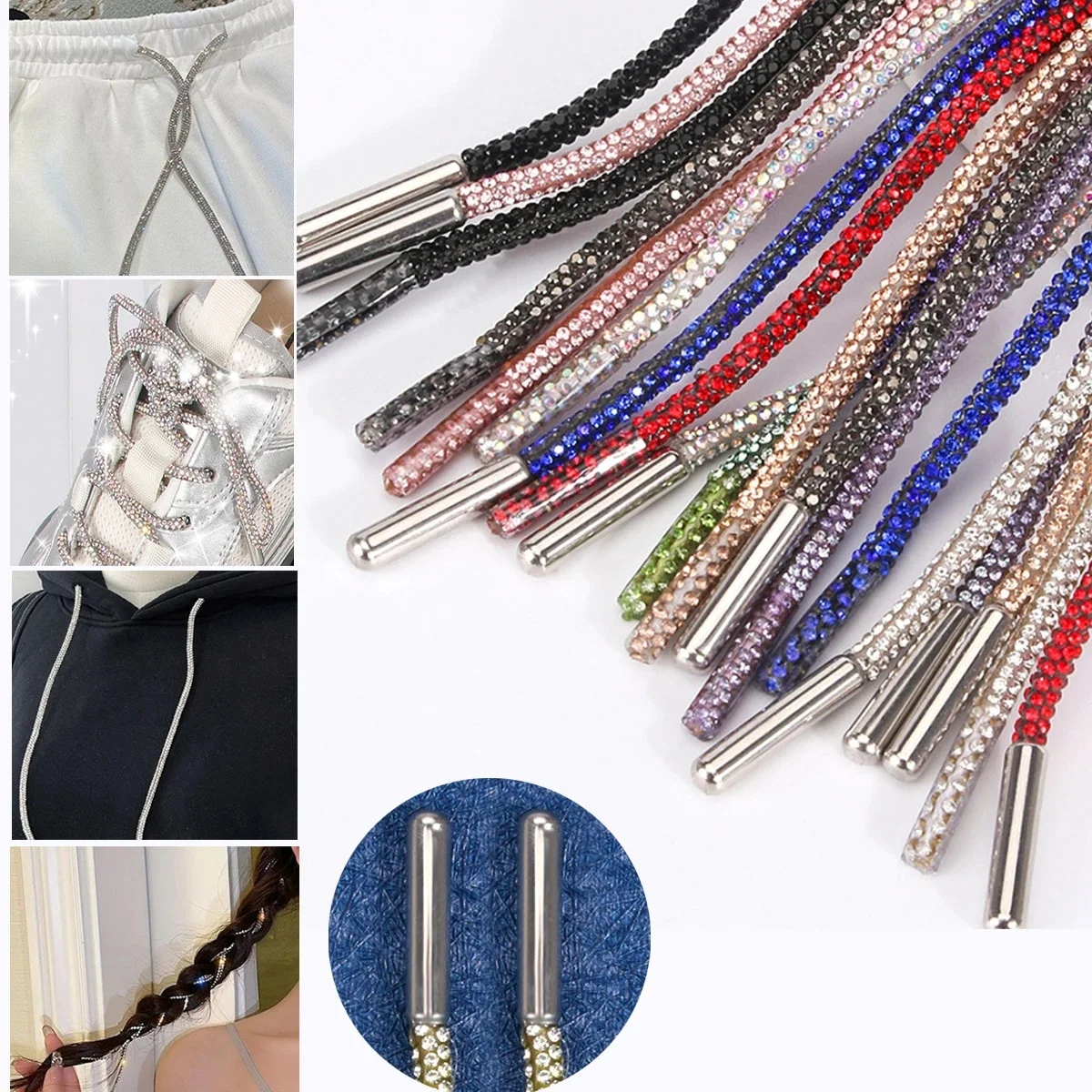 Lacets de chaussures à paillettes en strass, lacets de baskets scintillants, lacets de chaussures en strass brillants pour baskets, pantalons de survêtement, sacs