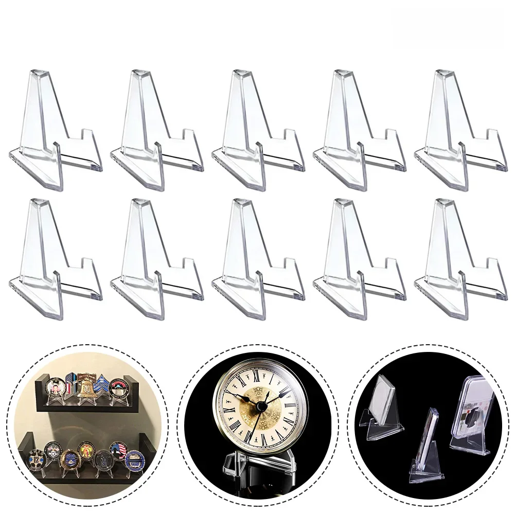 Présentoir de pièces de monnaie en acrylique, Triangle Transparent, cartes de visite, Photos, petites assiettes, coquilles, support de présentation pour la maison, 10 pièces