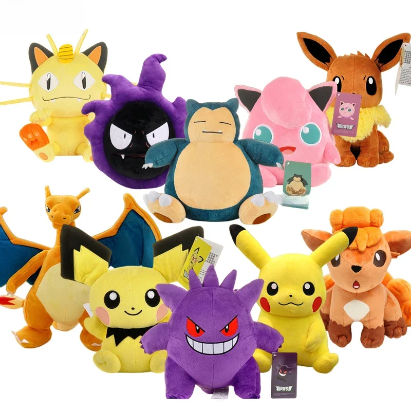 POKEMON Originele Knuffel Gengar Pikachu Charizard Echte Pluche Pop Zachte Kawaii Leuke Cartoon Piplup Speelgoed voor Kinderen Gift - afbeelding 2