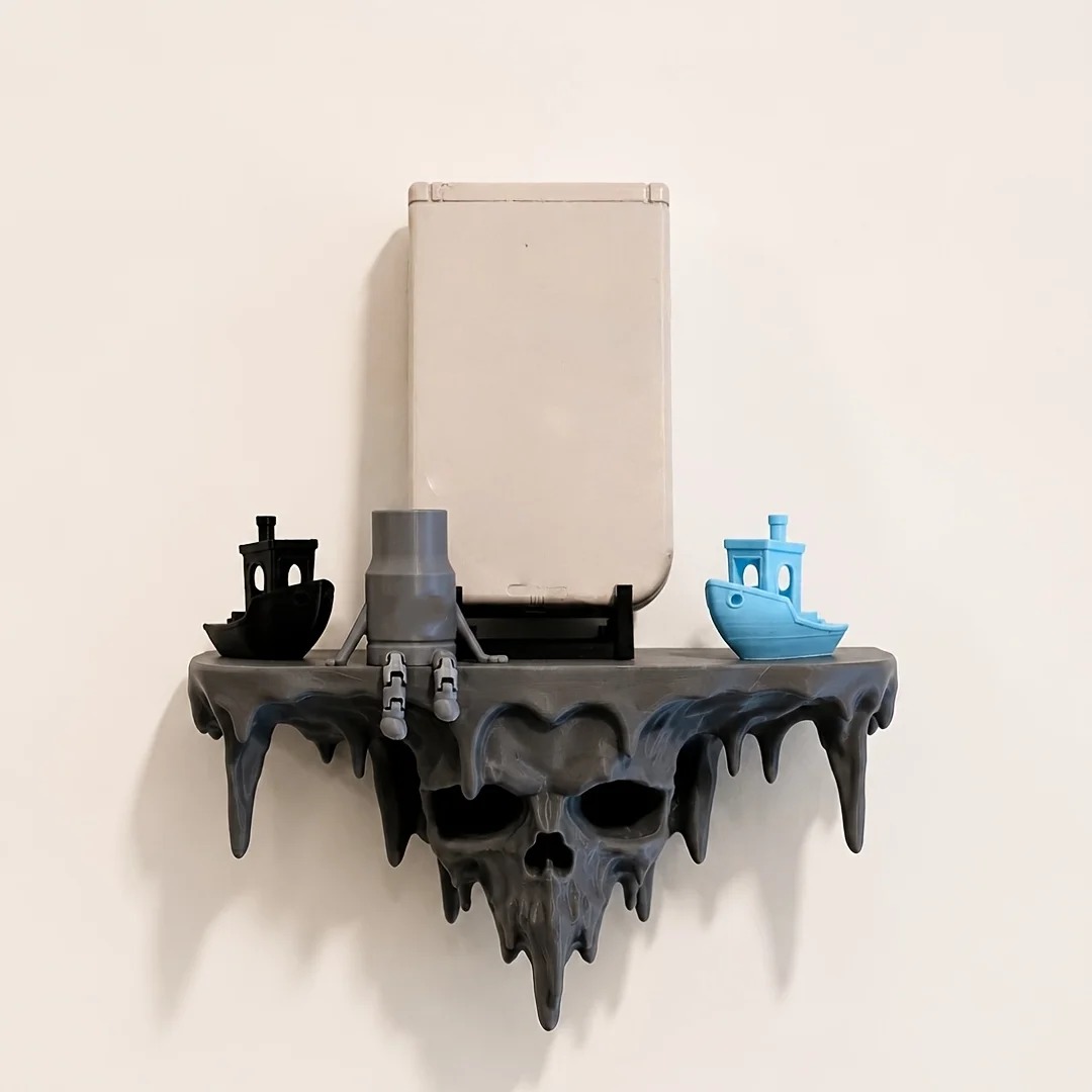 1pcs Skeleton storage rack wall rack 3D printing wall mounted black skull Halloween wall decoration view 6