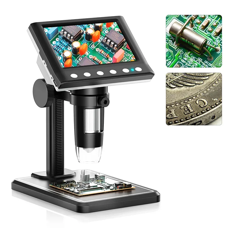 Rievbcaau dm7 4.3 ''microscópio digital 1000x moeda microscópio 1080p microscópio de vídeo para