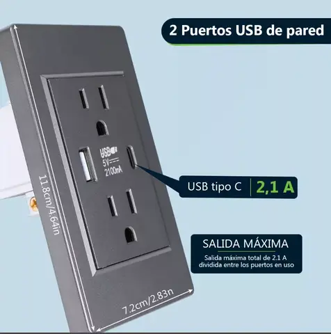 15A Double Outlet Wall Plugs With USB C 5V 20W Charging Ports US Standard 110V Plugs Black PC Panel Electrical Wall Power Socket