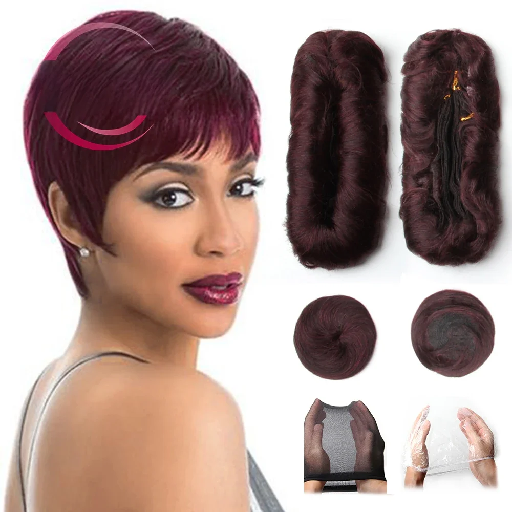 Tissage en lot brésilien 100% naturel bouclé, Extensions de cheveux courts, Style Bob T1B 30 99J, 28 pièces/lot