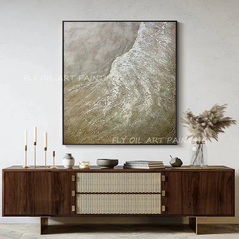 

best hand painted thick knife ocean sea abstract handmade picture Oil Painting Porch Aisle For Living Room Artwork