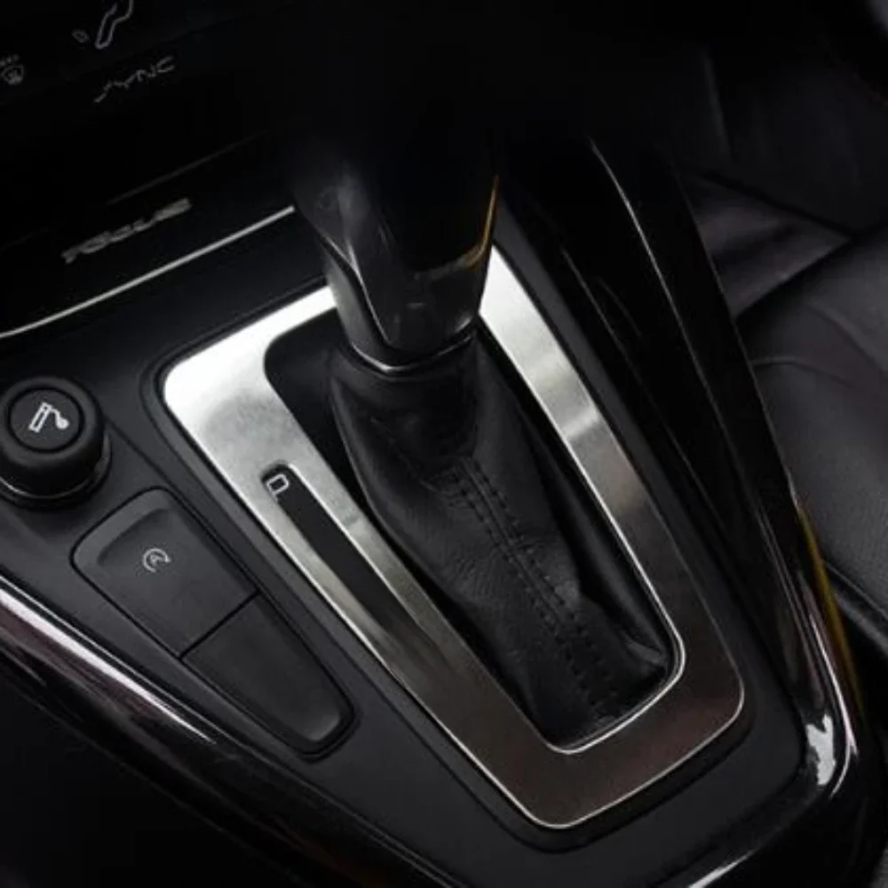 Akcesoria do wnętrza samochodu do Ford Focus 3 2015-2018 konsola gałka zmiany biegów skrzynka Panel obudowa listwy ramy ze stali nierdzewnej — zdjęcie 2
