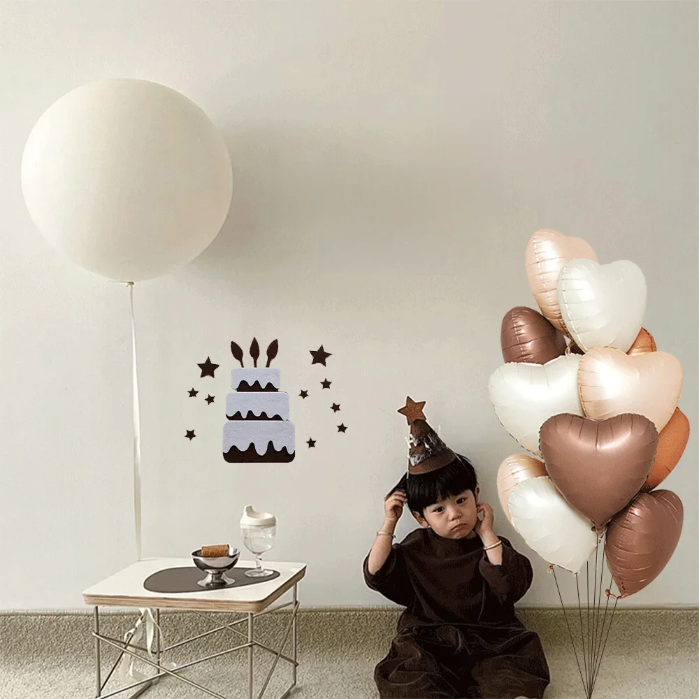 Autocollant mural de gâteau joyeux anniversaire avec chiffres rétro 0-9, ballons de couleur crème adaptés aux adultes et aux enfants, décoration de fête de premier anniversaire pour bébé