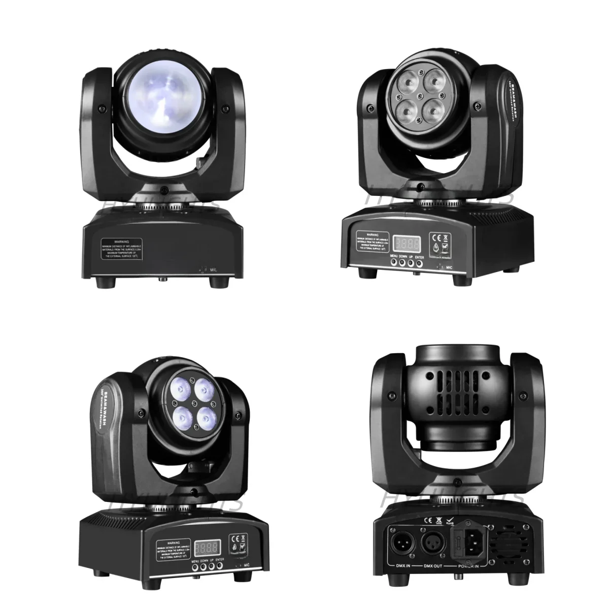 Doppelseitiger Wasch- und Strahl-Mini-LED-Moving-Head 360° ° Unendliche Drehung 4x12W RGBW 4in1 Wash Light mit 15W RGBW Disco DJ Bühnenbeleuchtung