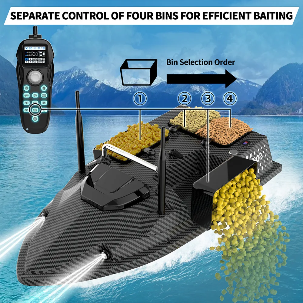 Flytec V803 Pro Eingebautes Sonar-Fischfinder-GPS-Köderboot 24000 mAh RC-Angelköderboot mit zwei Akkus 4 Angelpunkte 3 kg maximale Belastung – Detail 9