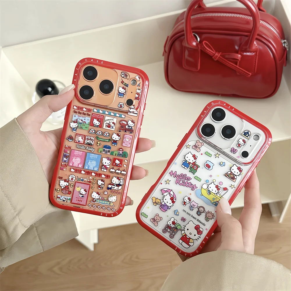 

New cute red framed Japanese style HelloKitty multiple only suitable for iPhone 17 Pro Max 14 15 16 13 Pro Max 16Pro antnti drop