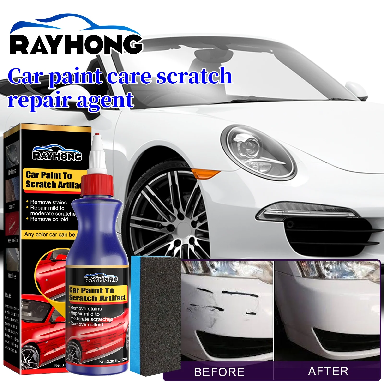 100ml Paint Restorer with Sponge Car Scratch Repair Polishing Wax Auto Repair Wax Agent for Vehicles Car Paint Scratch Repair